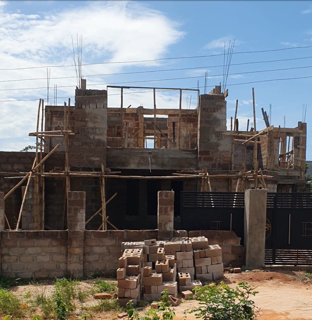 Building construction site with cranes